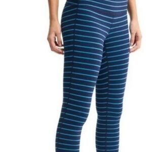 Athleta Chaturanga Navy Blue Striped Capri Leggings
